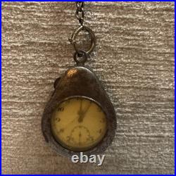 Antique Pre-WWII German Mechanical Running Pocket Watch With Case & Chain UNTESTED