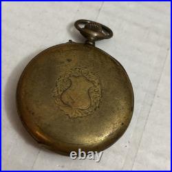 Antique Pre-WWII German Mechanical Running Pocket Watch With Case & Chain UNTESTED