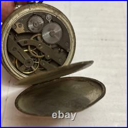 Antique Pre-WWII German Mechanical Running Pocket Watch With Case & Chain UNTESTED