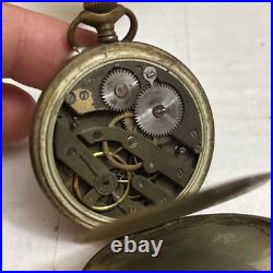 Antique Pre-WWII German Mechanical Running Pocket Watch With Case & Chain UNTESTED