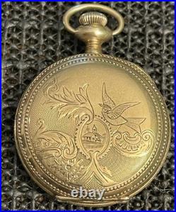 Antique Private Label Liberty Bell Pocket Watch 15j 0s GF Hunter Case Runs