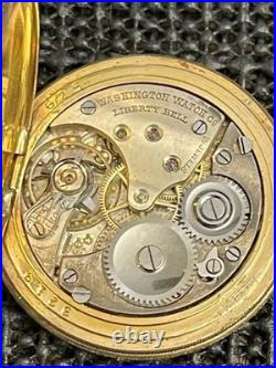Antique Private Label Liberty Bell Pocket Watch 15j 0s GF Hunter Case Runs