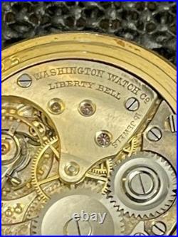 Antique Private Label Liberty Bell Pocket Watch 15j 0s GF Hunter Case Runs