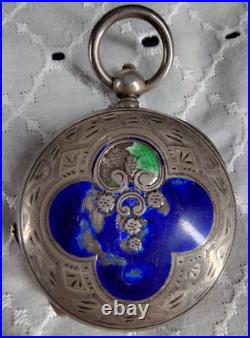Antique Robert & Co. Geneva Pocket Watch Sterling Silver 800M Case Ta