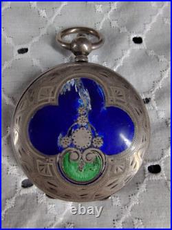 Antique Robert & Co. Geneva Pocket Watch Sterling Silver 800M Case Ta