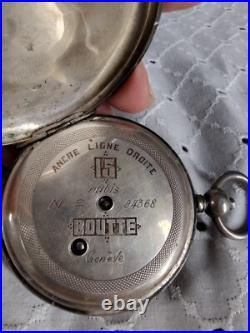 Antique Robert & Co. Geneva Pocket Watch Sterling Silver 800M Case Ta