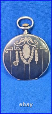 Antique Rose W Co. 925 STERLING SILVER POCKET WATCH CASE Automatic WORKING GOOD