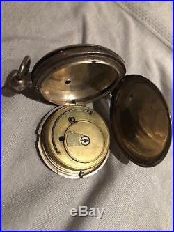 Antique Rothethams Silver Cases Key Wind Pocket Watch 1800s Good Balance Staff
