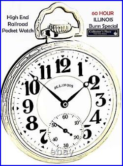 Antique SIXTY HOUR 14-K Gold Filled Railroad Pocket Watch ILLINOIS BUNN Special