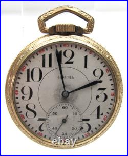 Antique Sentinel Railroad Pocket Watch in Stellar 10k RGP Case Monarch 17 Jewels