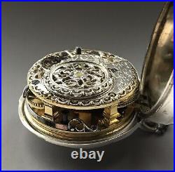 Antique Silver 18th Century Georgian Verge Fusee Pair Cased Pocket Watch