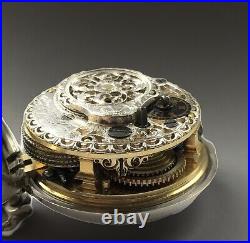 Antique Silver 18th Century Georgian Verge Fusee Pair Cased Pocket Watch