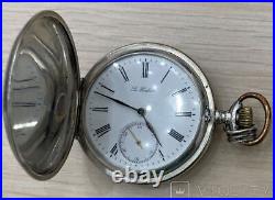 Antique Silver 84 Watch Swiss Pocket La Rochette Mechanical Case Engraved Chain
