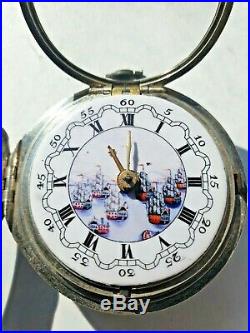 Antique Silver English Verge Pair Case Pocket Watch
