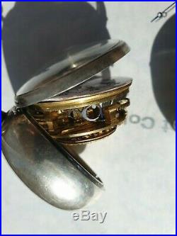 Antique Silver English Verge Pair Case Pocket Watch