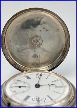 Antique Silver Longines Hunter Case Lever Set Pocket Watch 220766R