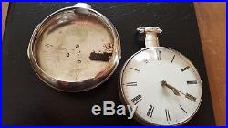 Antique Silver Pair Case Verge Fusee Pocket Watch c1814 working