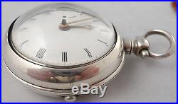 Antique Silver Pair Cased Verge Pocket Watch HM London 1818 Working order