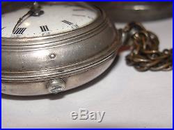 Antique Silver Tho's Ponier St Albans, Verge Fusee Pocket Watch pair case 1770 +