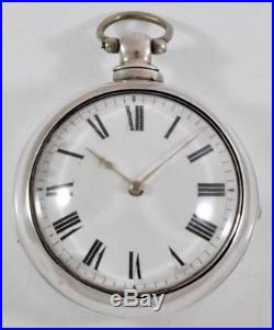 Antique Silver Verge Fusee Pair Cased Pocket Watch James Brand London c. 1825