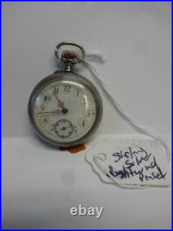 Antique Small Pocket Watch Unknown Maker Sterling Silver Case Runs Well Ornate