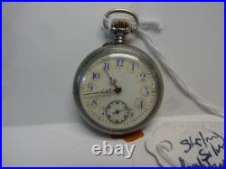 Antique Small Pocket Watch Unknown Maker Sterling Silver Case Runs Well Ornate