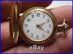 Antique Solid 14ct Gold Pocket Watch Working Inc Case