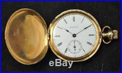 Antique Solid 14k Gold Elgin Hunter Case Ladies Pocket Watch 16 Grams Not Scrap