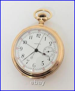 Antique Solid & Heavy 14k WALTHAM Chronograph Open Case Pocket Watch Very Rare