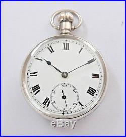 Antique Solid Silver Cunard Swiss Pocket Watch Ald Case 15 Jewels 1916