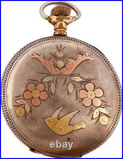 Antique Star Tri Color Hunter Pocket Watch Case for 16 Size Sterling Silver