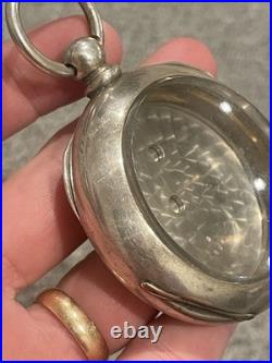 Antique Sterling Silver 18s Hunter Mens Pocket Watch Case with Glass Crystal
