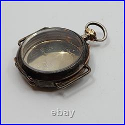 Antique Sterling Silver. 935 Pocket Watch CASE ONLY Enamel Angel back With XTAL