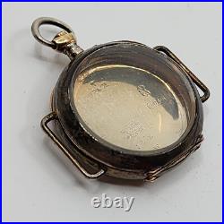 Antique Sterling Silver. 935 Pocket Watch CASE ONLY Enamel Angel back With XTAL