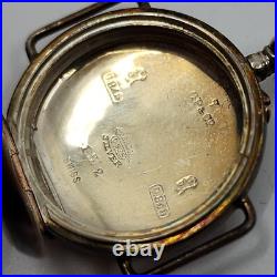 Antique Sterling Silver. 935 Pocket Watch CASE ONLY Enamel Angel back With XTAL