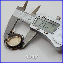 Antique Sterling Silver. 935 Pocket Watch CASE ONLY Enamel Angel back With XTAL