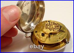 Antique Sterling Silver Case Pair Verge Pocket Watch, Ticking