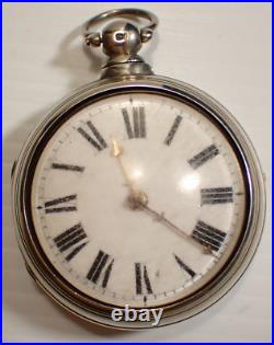 Antique Sterling Silver Case Pair Verge Pocket Watch, Ticking