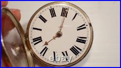 Antique Sterling Silver Case Pair Verge Pocket Watch, Ticking