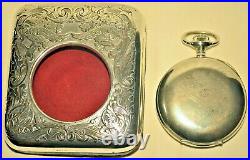 Antique Sterling Silver Gorham Travel Case Swiss 8 Day Railroad Pocket Watch