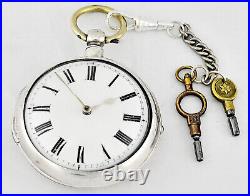 Antique Sterling Silver Pair Case VERGE Pocket Watch By J Banks London 1843