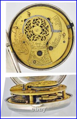 Antique Sterling Silver Pair Case VERGE Pocket Watch By J Banks London 1843