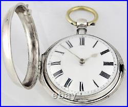 Antique Sterling Silver Pair Case VERGE Pocket Watch By J Banks London 1843