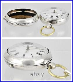 Antique Sterling Silver Pair Case VERGE Pocket Watch By J Banks London 1843