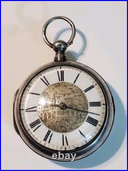 Antique Sterling Silver Pair Case Verge Fusee Pocket Watch late 1800s / 152.4g