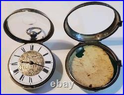 Antique Sterling Silver Pair Case Verge Fusee Pocket Watch late 1800s / 152.4g