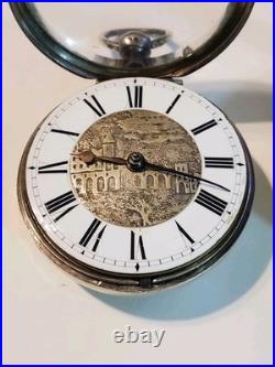 Antique Sterling Silver Pair Case Verge Fusee Pocket Watch late 1800s / 152.4g