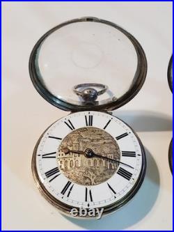 Antique Sterling Silver Pair Case Verge Fusee Pocket Watch late 1800s / 152.4g