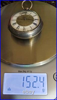 Antique Sterling Silver Pair Case Verge Fusee Pocket Watch late 1800s / 152.4g