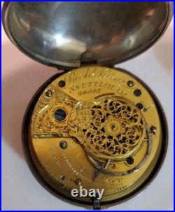 Antique Sterling Silver Pair Case Verge Fusee Pocket Watch late 1800s / 152.4g